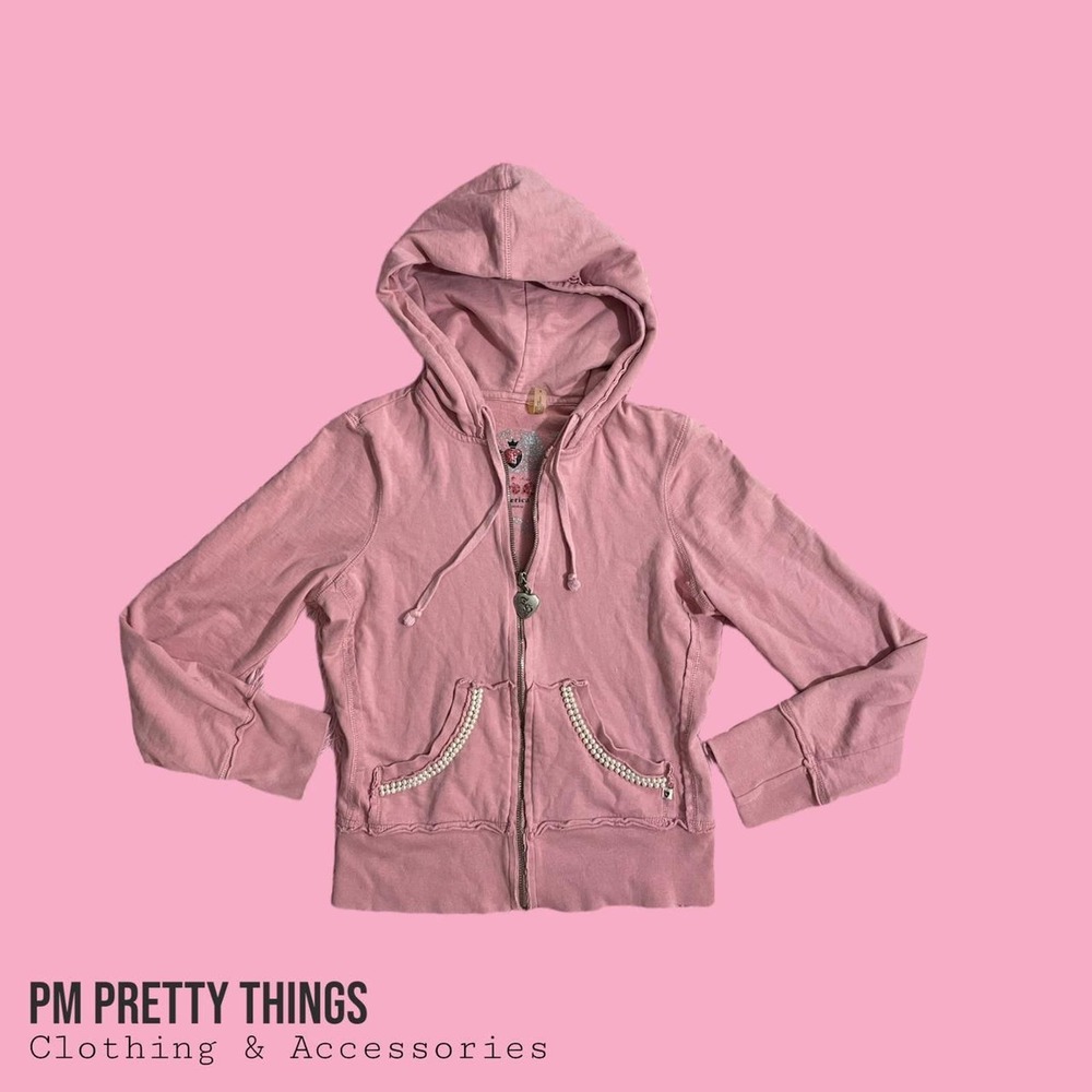 Twisted hearts Y2K pink Pearl embroidered jacket size small